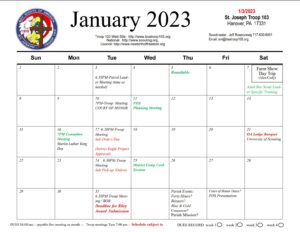 2023 Troop Calendar