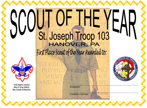 Scout of the Year Certificate